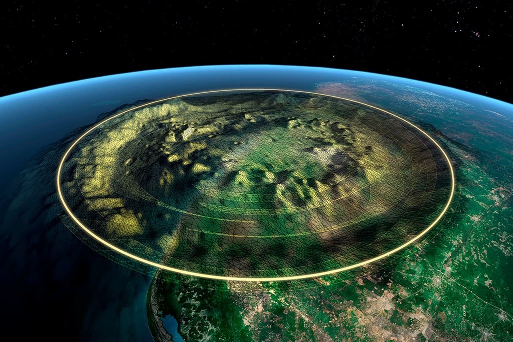 Кратер Чикшулубского метеорита в Мексике. Вид из космоса. https://clck.ru/3CNLCv
