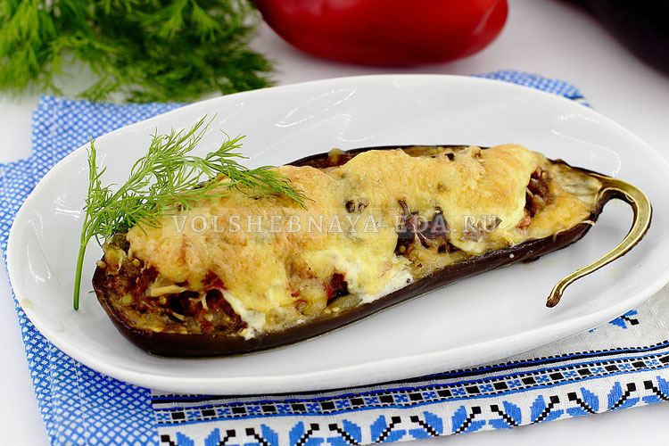 Баклажаны с фаршем и сыром в духовке