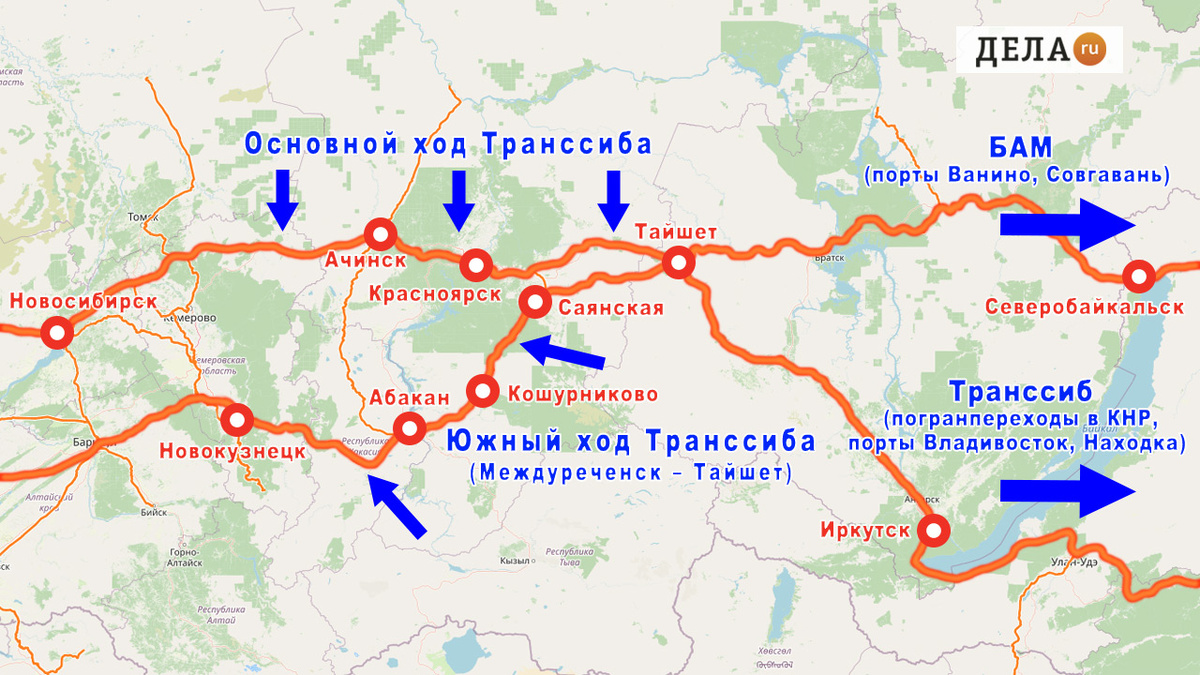     Южный ход Транссиба позволяет из Казахстана, Алтая и Кузбасса через горы Кузнецкого Алатау, Хакасско-Минусинскую котловину и отроги Восточного Саяна напрямую попасть на БАМ, в Забайкалье и на Дальний Восток России