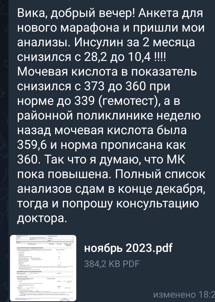 Снизился инсулин и мочевая кислота