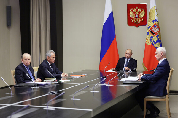 Президент РФ Владимир Путин проводит совещание с руководителями силовых ведомств по ситуации в Курской области, 7 августа 2023 года / Алексей Бабушкин/РИА Новости   📷