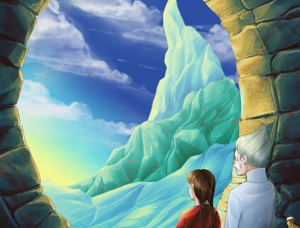 Кадр из Эсперанто-версии научно фантастического комикса "Дары бродячих льдов" на сайте mildegard.ru