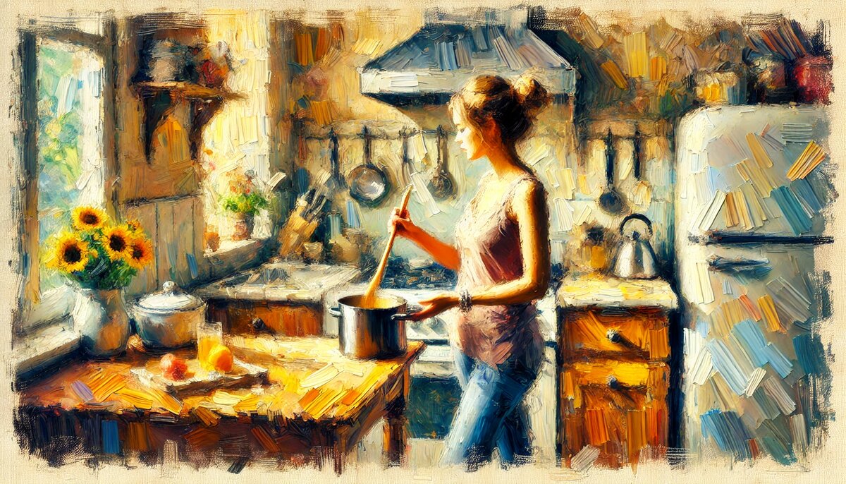 Ирина стояла у плиты, помешивая борщ и рассеянно глядя в окно