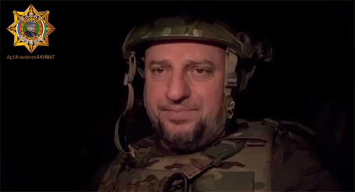    Алаудинов записал сообщение из-под Суджи. Скрин: ТГ-канал Алаудинова