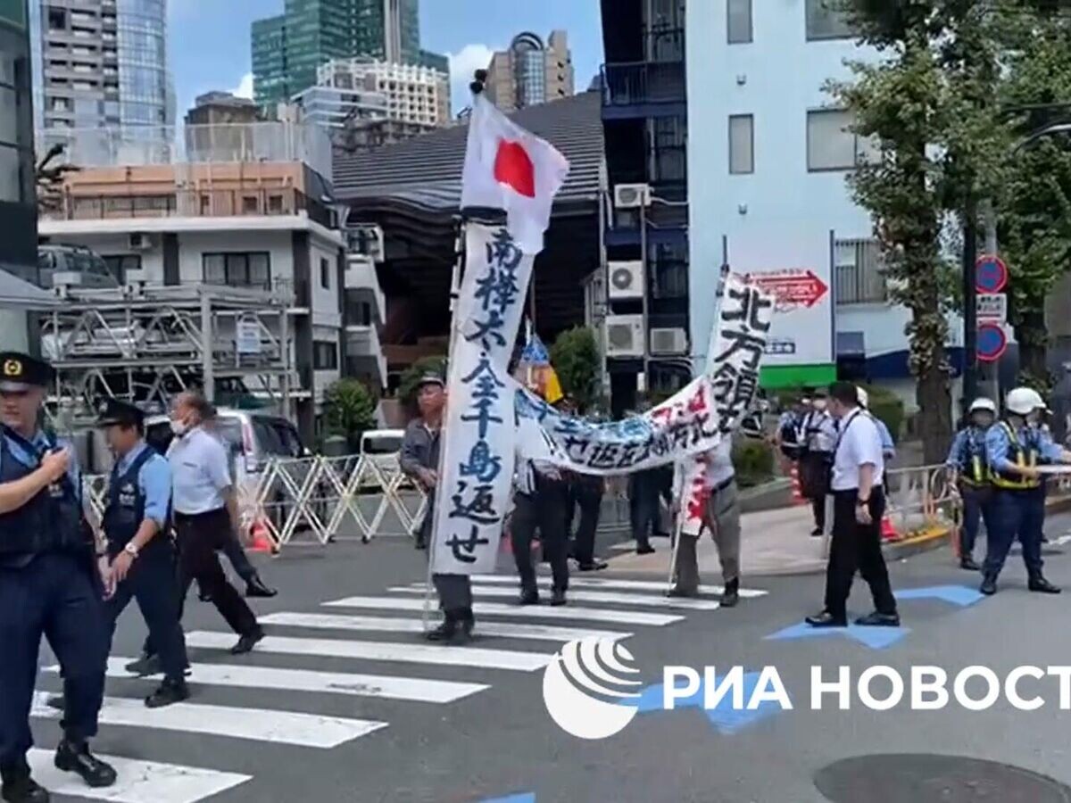    Акции протеста в районе российского посольства в Токио© РИА Новости