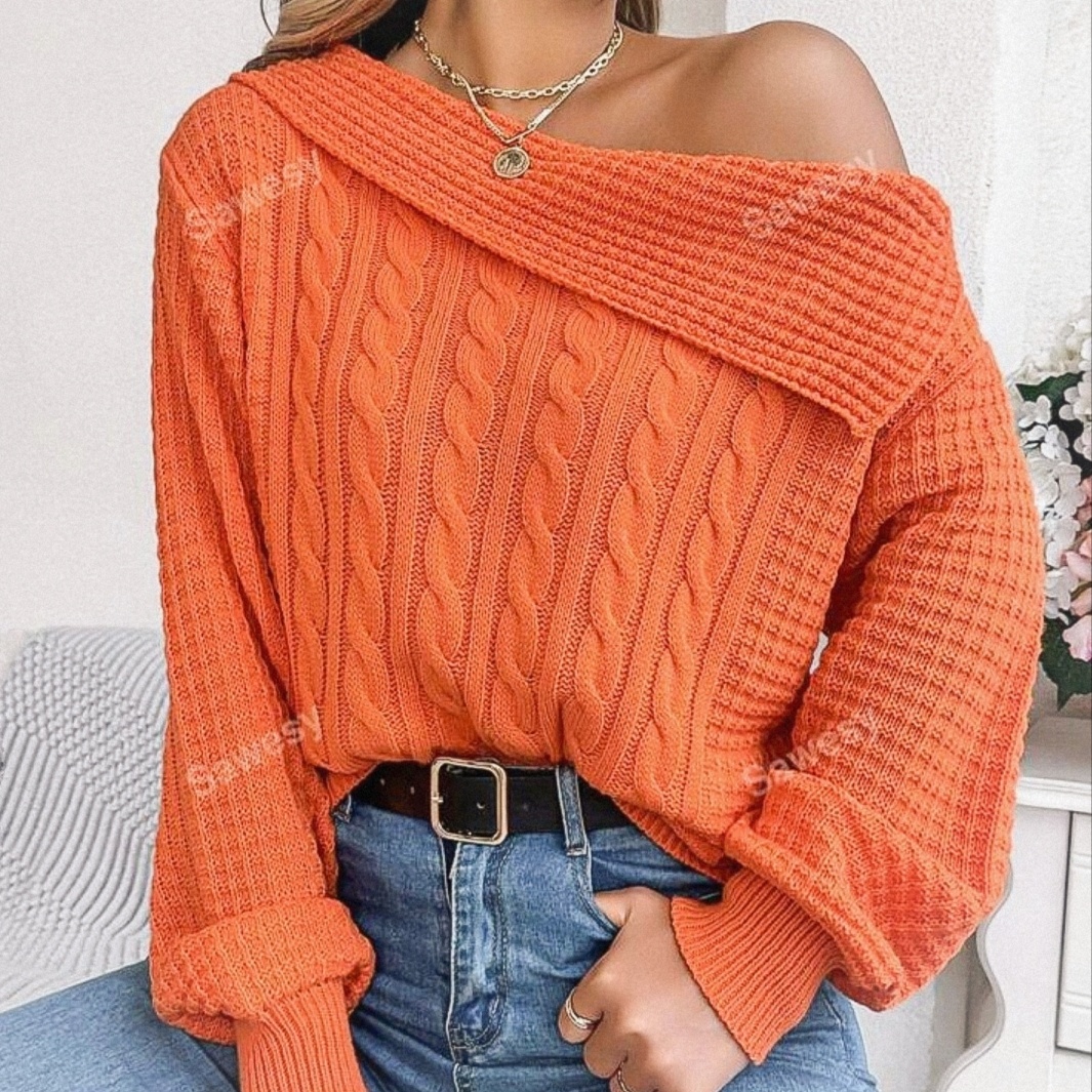 Ярко-оранжевый джемпер с необычным воротником