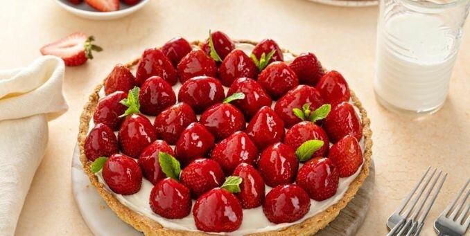 Пирог со свежей клубникой