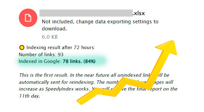 Индексация ссылок за 72 часа, успешная индексация 84% ссылок