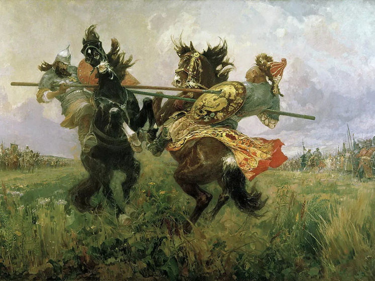 М. Авилов "Поединок Пересвета с Челубеем". Источник: wikipedia.org