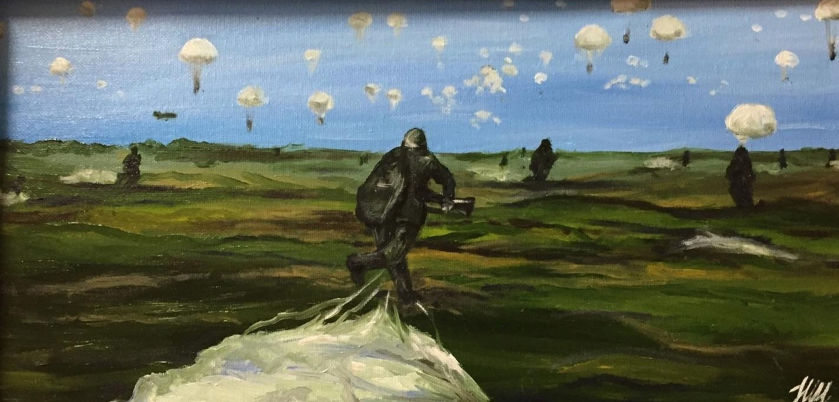"Воздушный десант", Н. Швецова, масло/холст, 20*30см