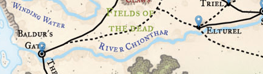 Чионтар на карте изготовленной эльфийскими мастерами.