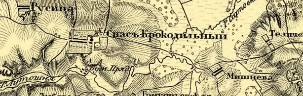 Село Спас-Коркодино на карте Шуберта, 1860 г.