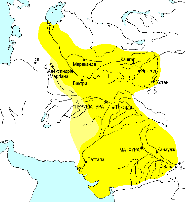 Кушанское царство в период правления царя Канишки (103-125).