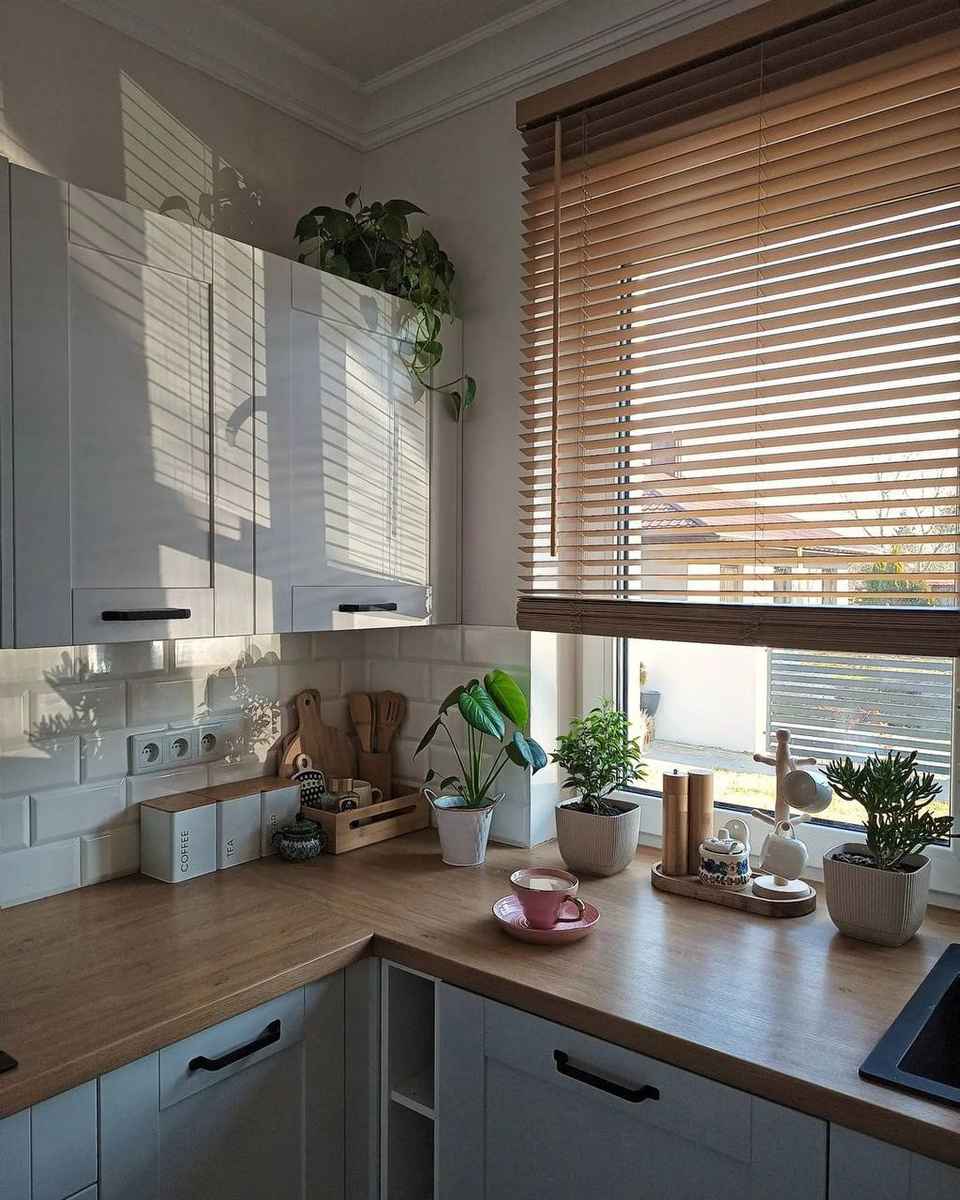 Около посудомойки сделали открытые места хранения шириной 15 см