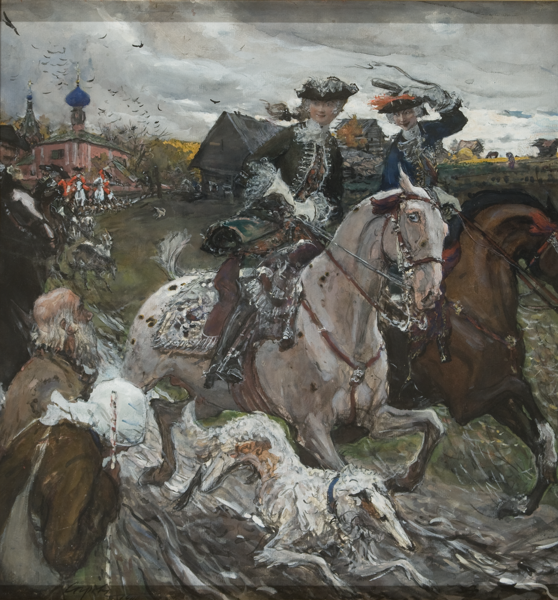 Валентин Серов  «Петр II и цесаревна Елизавета на псовой охоте», 1900