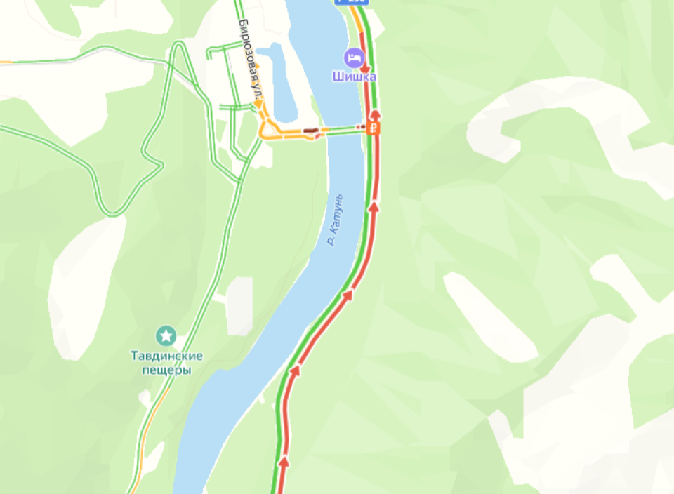    Пробки на Алтае. Источник: yandex.ru/maps
