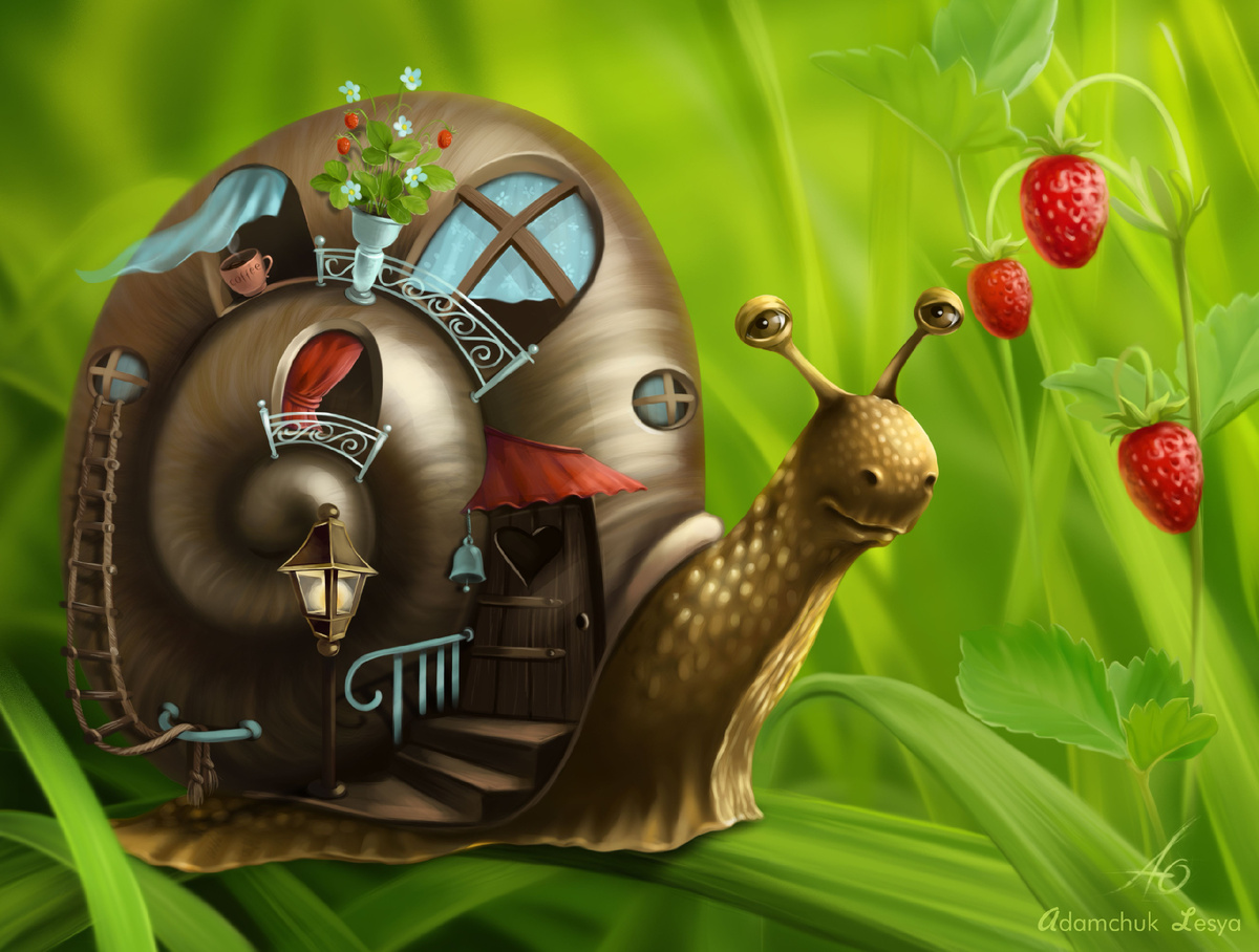 Детское творчество Улитка с пожитками. Леся Адамчук.