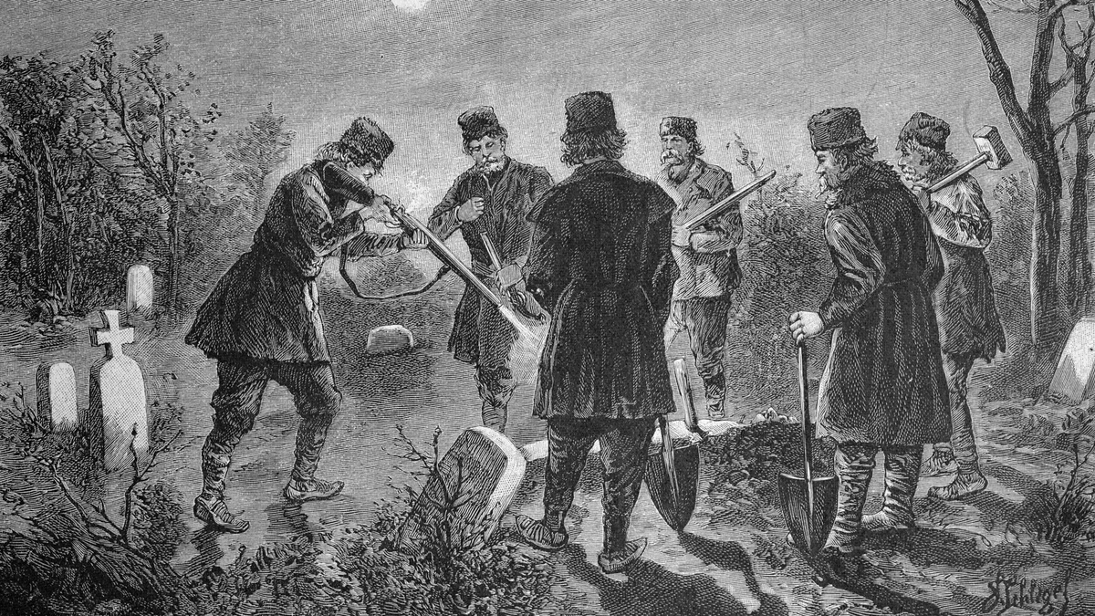 "Охотники на Вампиров", гравюра 19 века к британскому издательству London Gazette 