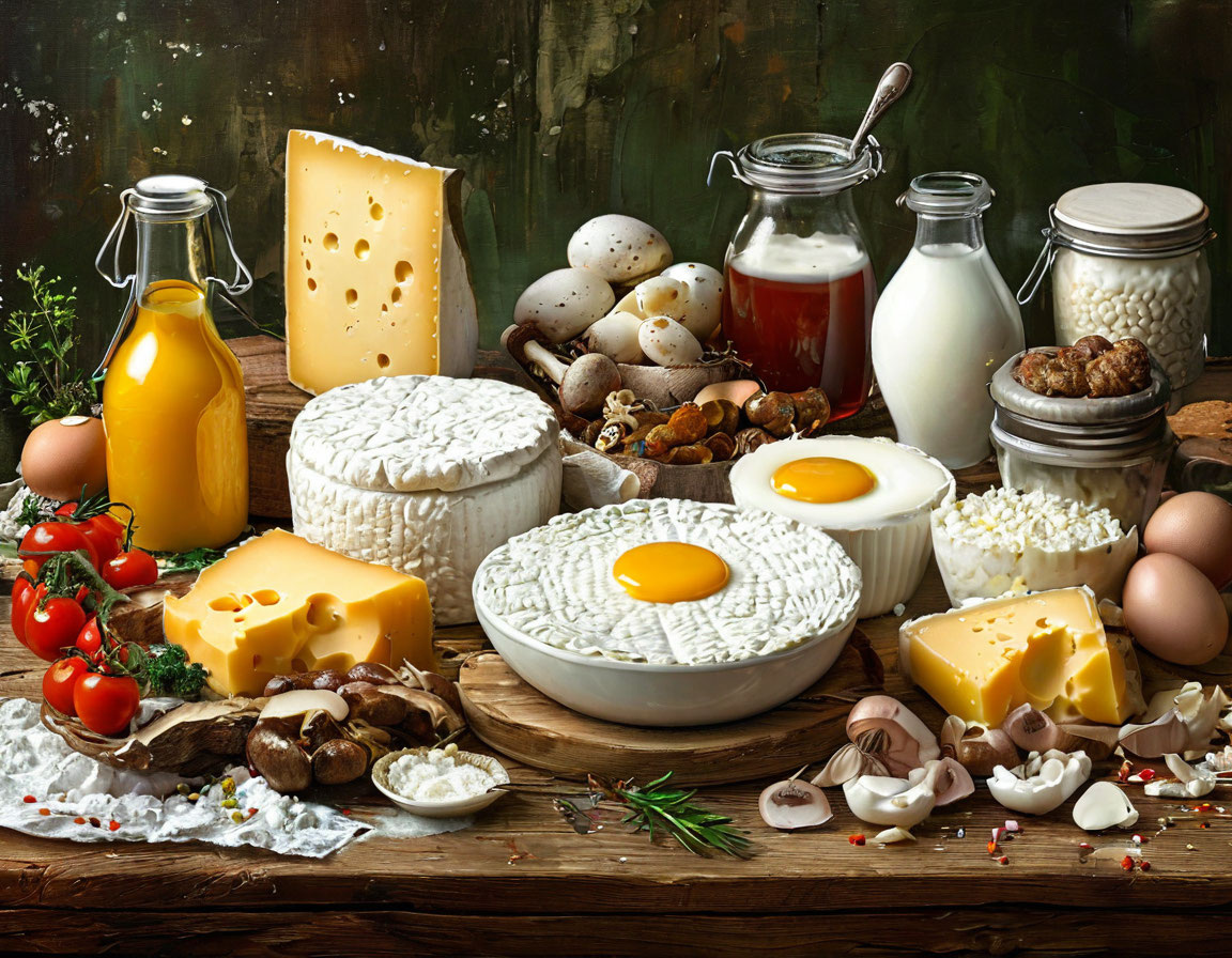 Яичный желток, некоторые грибы, сыр, творог, сливочное масло, а также кисломолочные продукты - основные источники витамина Д