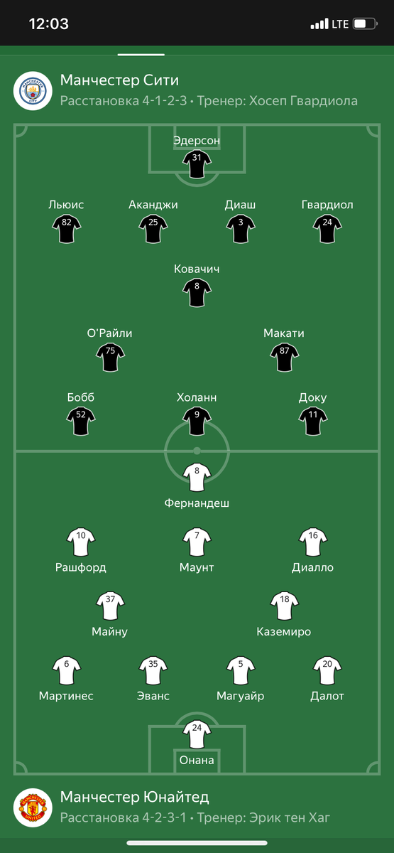 Стартовые составы