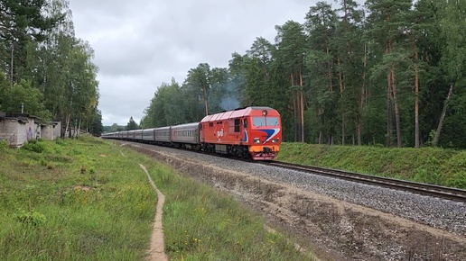 ТЭП70БС-023 в ориг окрасе едет по перегону и даёт медведя на перегоне Иваново-Строкино.