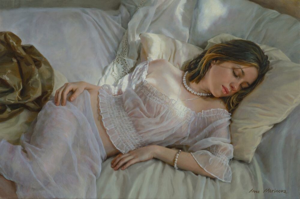 Картина художницы АННЫ МАРИНОВОЙ под названием " Полуденный отдых". Холст, масло. 40х60 см. 2019 год