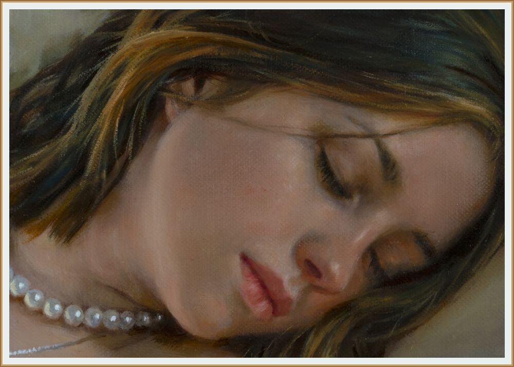 Фрагмент картины художницы АННЫ МАРИНОВОЙ под названием " Полуденный отдых". Холст, масло. 40х60 см. 2019 год 