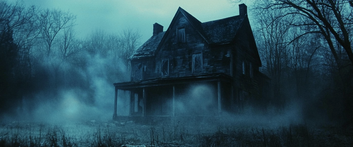 Дом главной героини поздно вечером (Изображение создано при помощи нейросети)