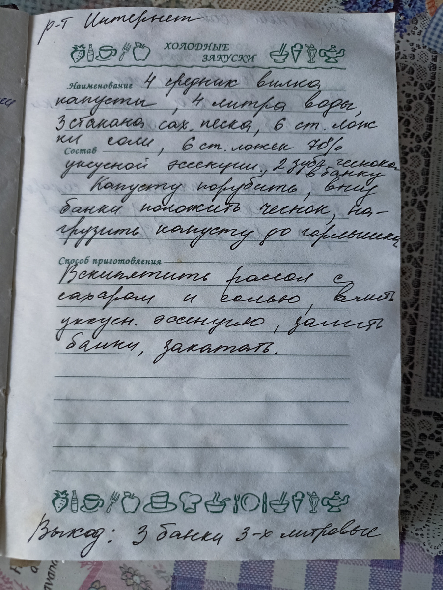 Рецепт записала в своей поваренной книге)