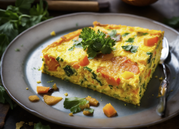 Омлет с шпинатом и помидорами