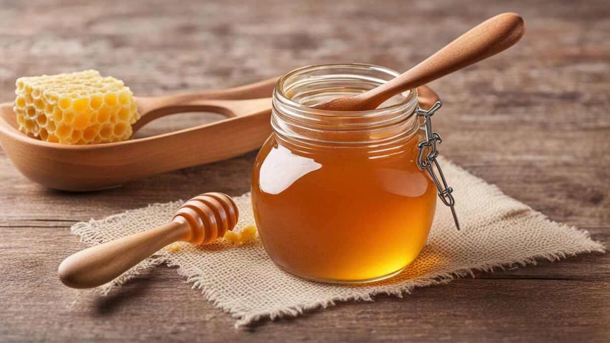 Фото: нейросеть. Банка с медом