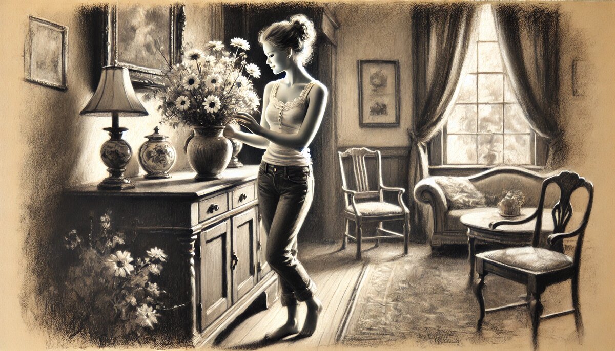 Весь день она провела, разбирая старые вещи, протирая пыльные полки, наполняя вазы свежими цветами.