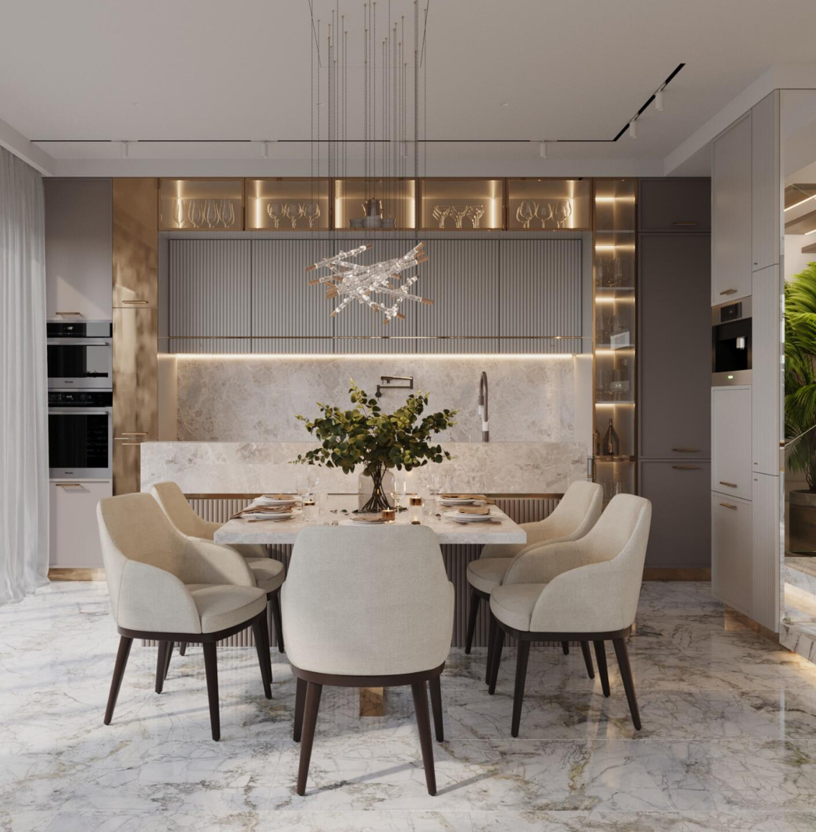 Светлая и хорошо освещенная кухня (c)GraniStudio