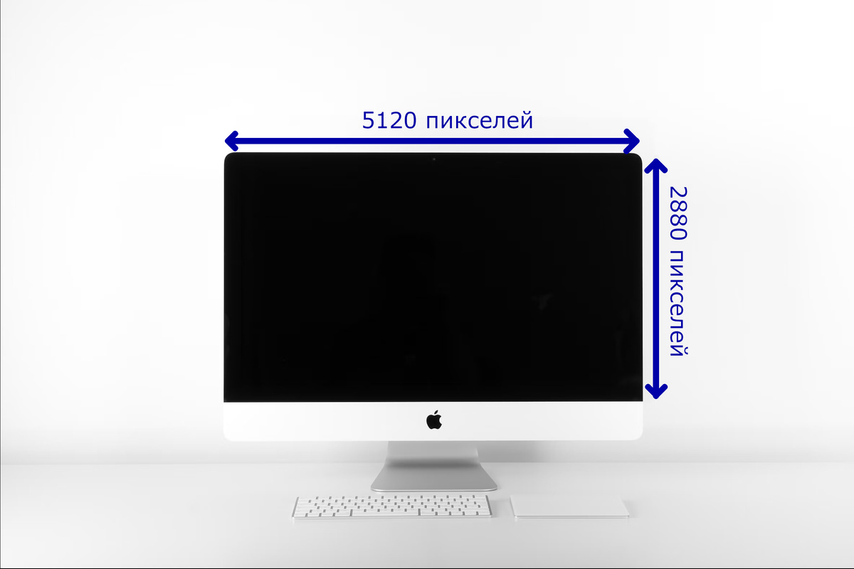 iMac с обозначением разрешения экрана. Источник: unsplash.com