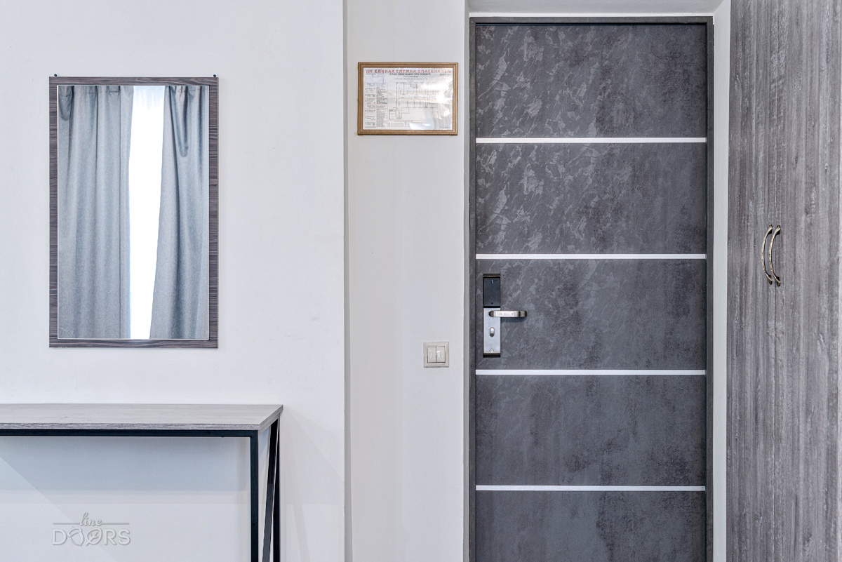 Наши двери ДГ-505 в оттенке Бетон темный в отеле "Грибоедов"