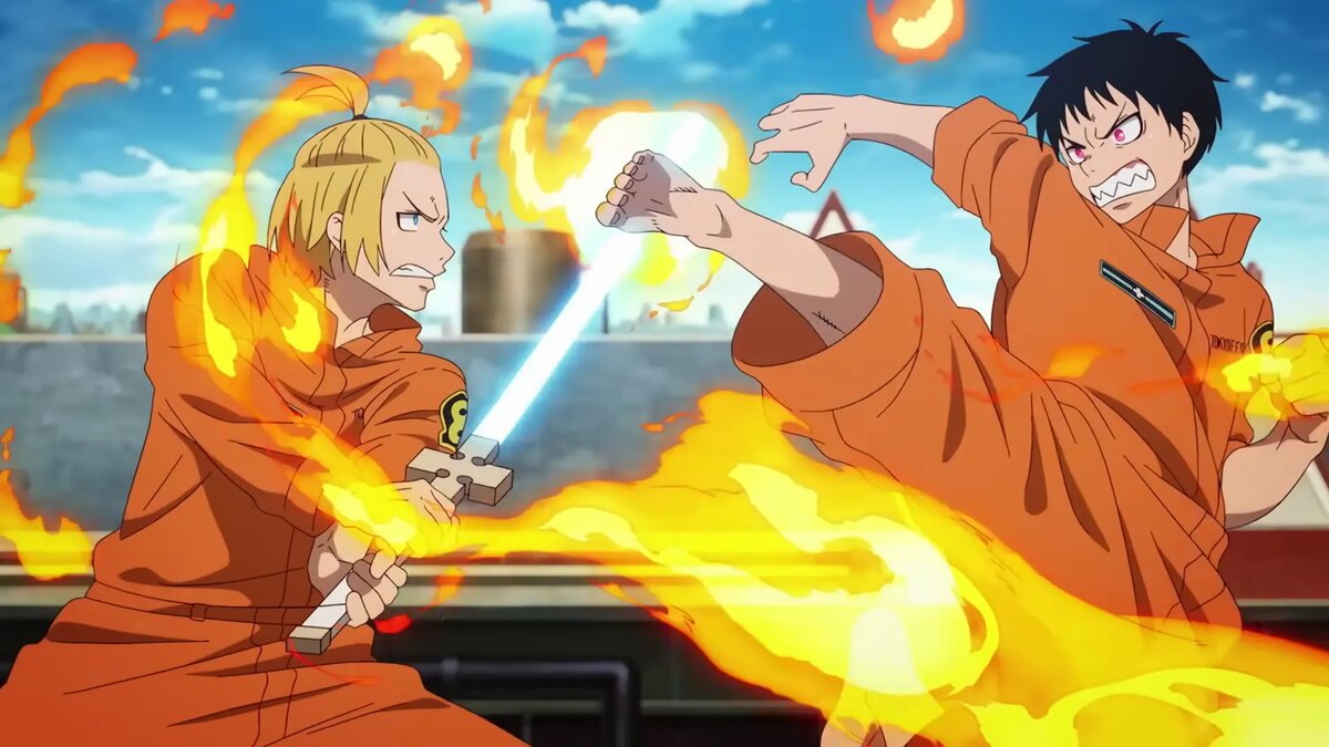 Кадр из аниме «Пламенная бригада пожарных»   📷