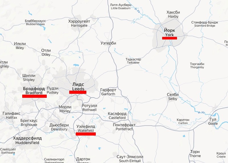 Карта с обозначением некоторых упоминаемых в главе населенных пунктов.