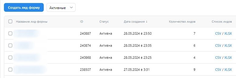 Статистика лид-форм