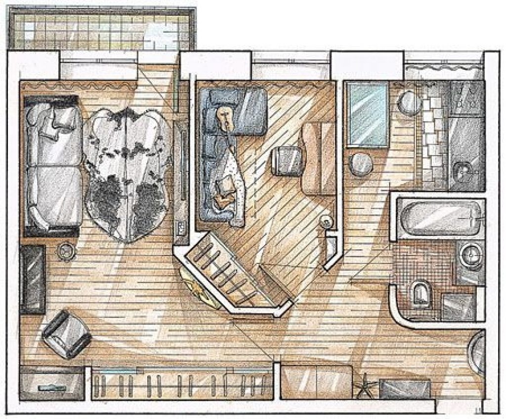 Конечно, мой рисунок был не таким красивым) Но было понятно, где стоит мебель, где дверь и т.д. Фото из Яндекс картинки.