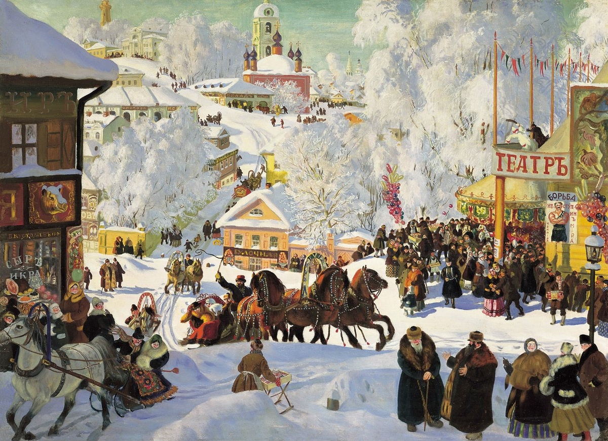 Масленица (Масленичное катание), Б. Кустодиев