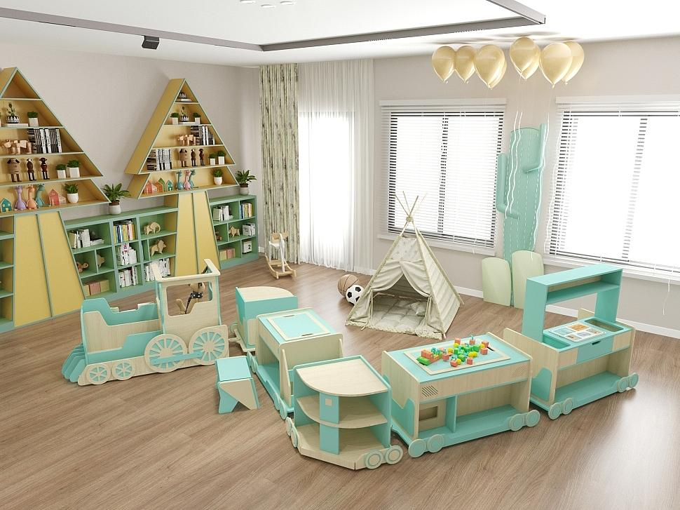 Серия мебели «Игровоз» для детского сада. Производство компании «АЛМА» 