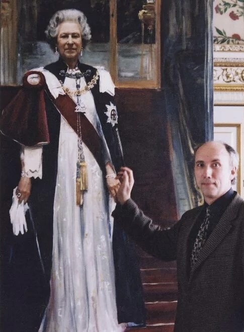 Сергей Павленко пишет портрет Елизаветы II.