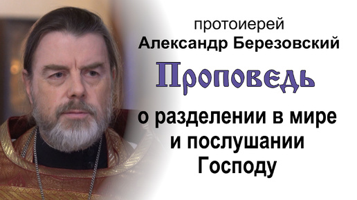 Проповедь о разделении в мире и послушании Господу (2024.08.14). Протоиерей Александр Березовский