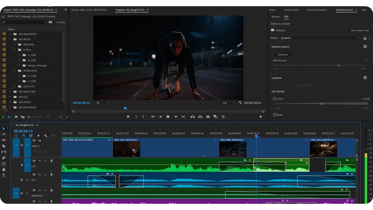 Интерфейс Adobe Premiere Pro