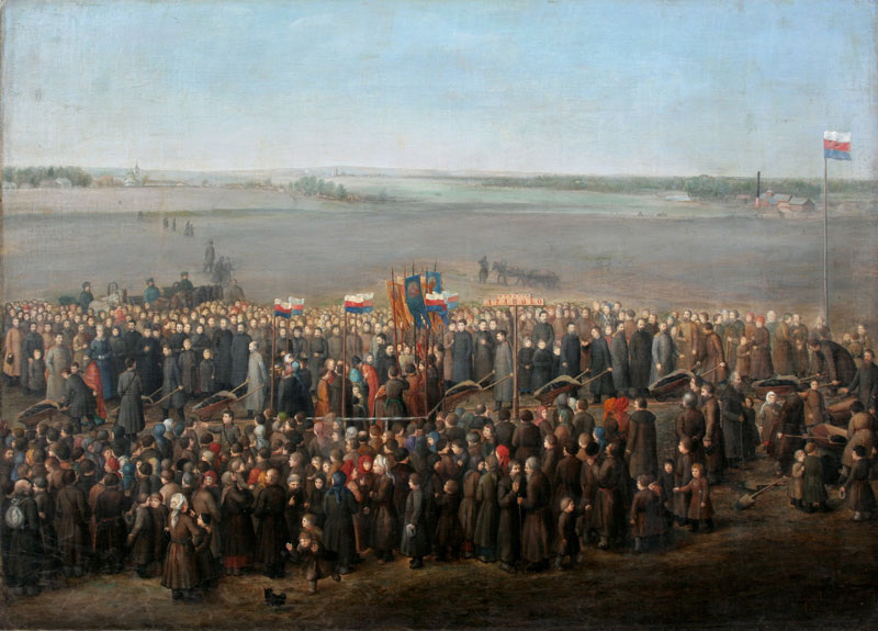 Федот Сычков, "Закладка станции Арапов", 1892. Источник: Мордовский республиканский музей изобразительных искусств им. С.Д. Эрьзи.