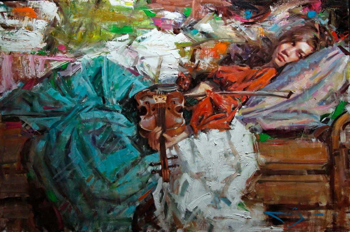 Картина художника Кевина Бейлфасса / Kevin Beilfuss под названием " Учиться музыке "