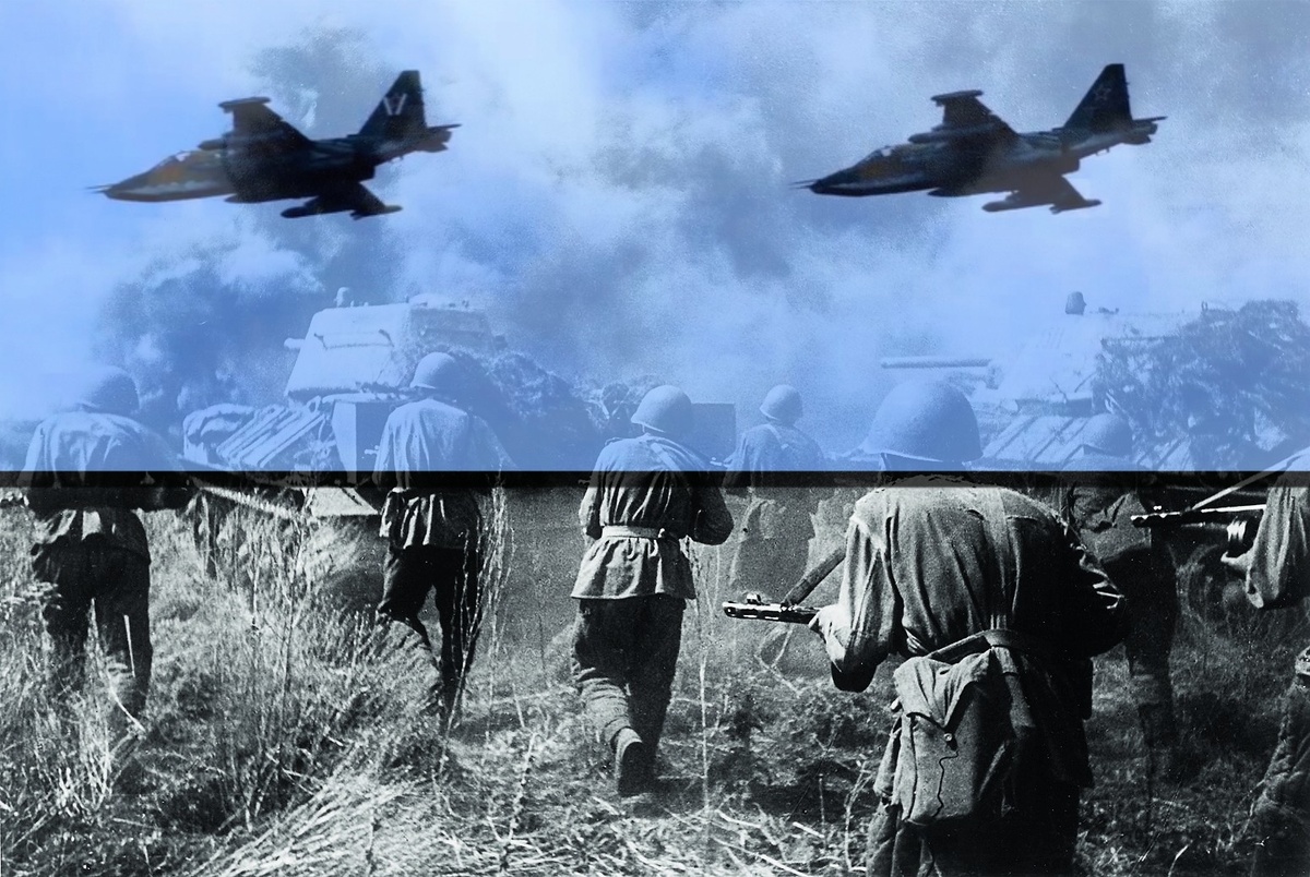 Атака Красной армии в Курской битве 1943 года и современная авиация спустя 81 год. Цель одна - выбить нацистов за пределы нашей Родины.