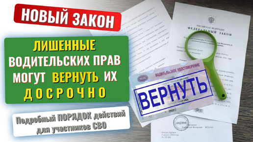 下载视频: НОВЫЙ ЗАКОН: лишенные водительских прав могут вернуть их досрочно (за участие в СВО)