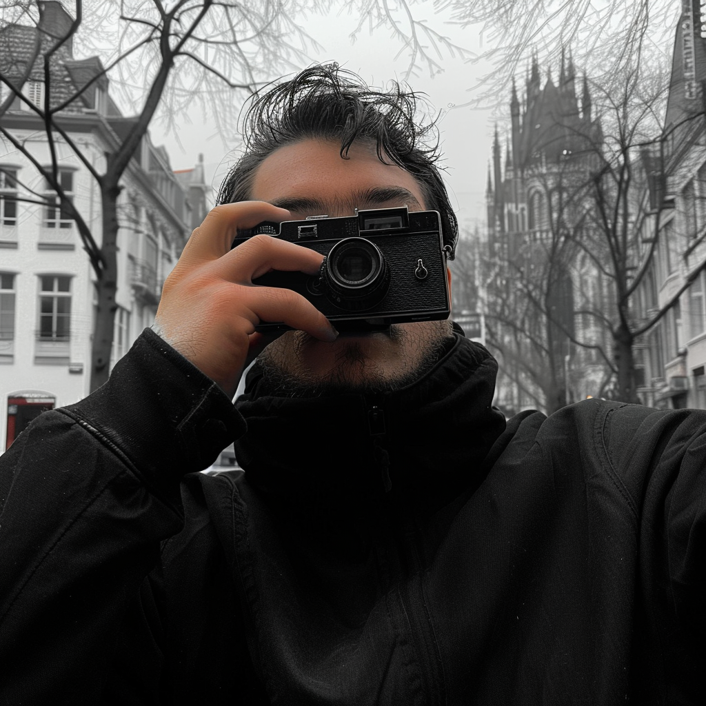 Томас Гайсанов на фоне Кельнского собора