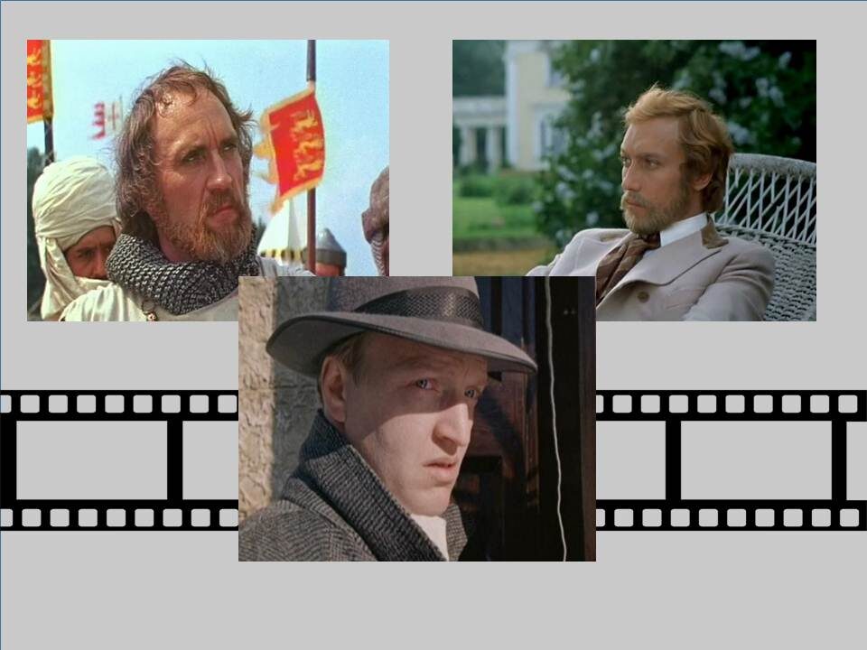 Кадры из фильмов «Баллада о доблестном рыцаре Айвенго», «Мой ласковый и нежный зверь», «Десять негритят».